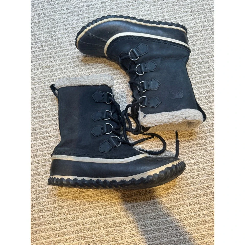 Sorel Women's Size 7 Black Waterproof Duck‎ Boots Faux Shearling Lined Winter